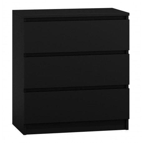 Komoda z 3 szufladami, czarna, 70x40x77 cm