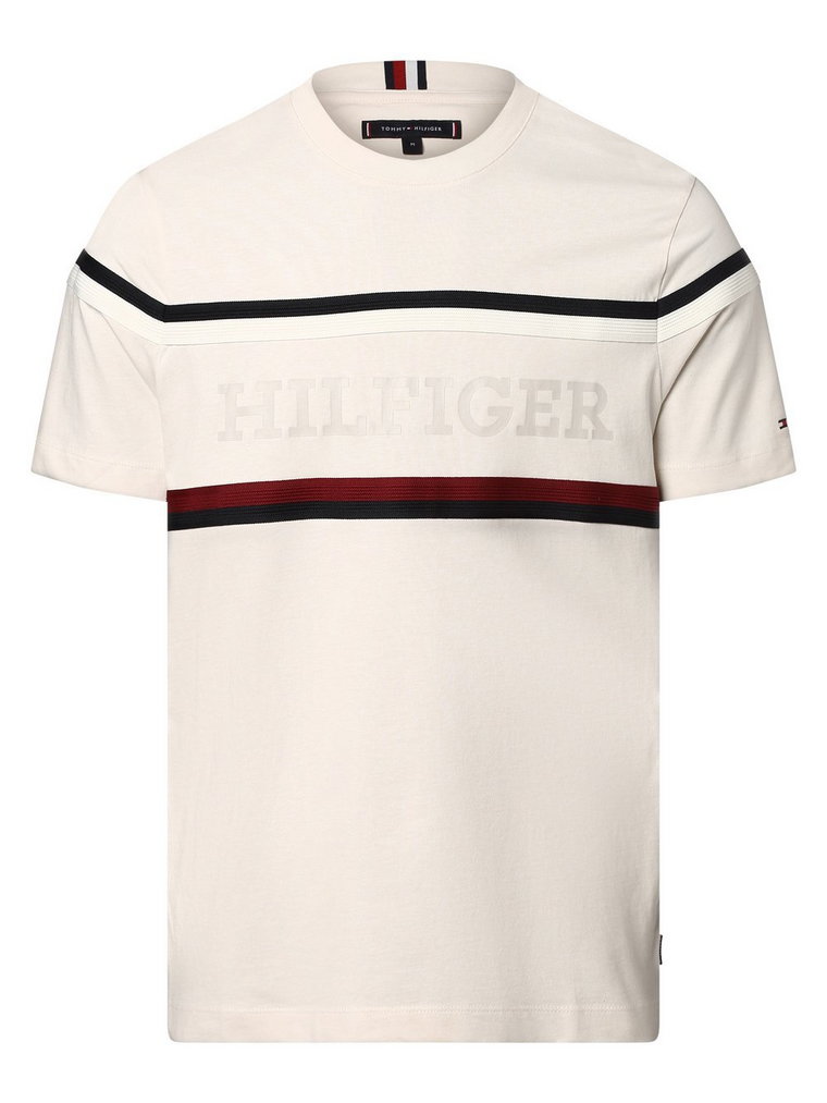 Tommy Hilfiger - T-shirt męski, beżowy|biały