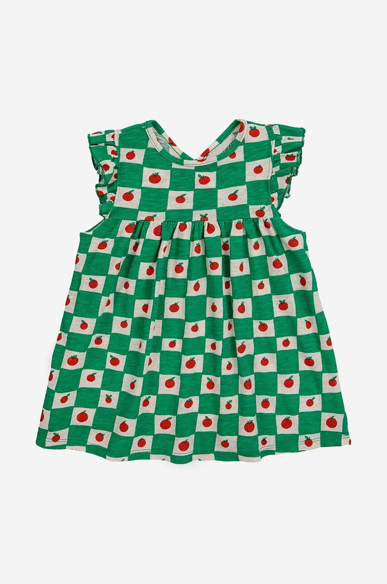 Bobo Choses sukienka bawełniana dziecięca kolor zielony mini rozkloszowana