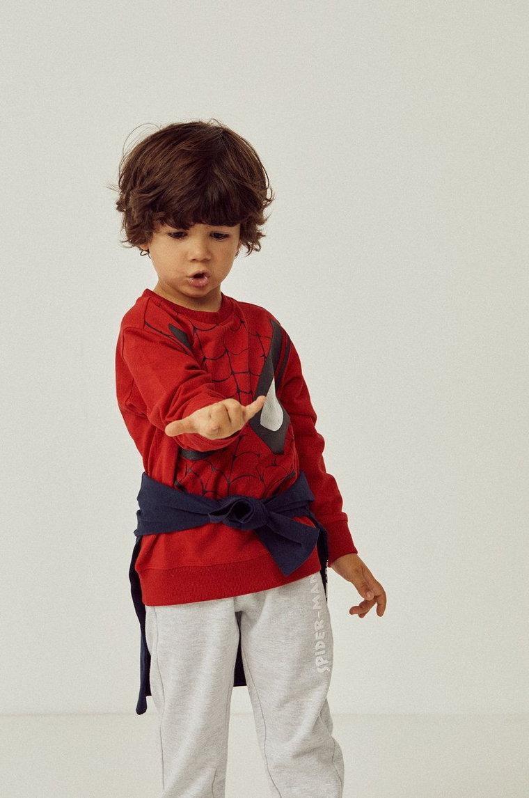 zippy bluza bawełniana dziecięca kolor czerwony z kapturem z nadrukiem