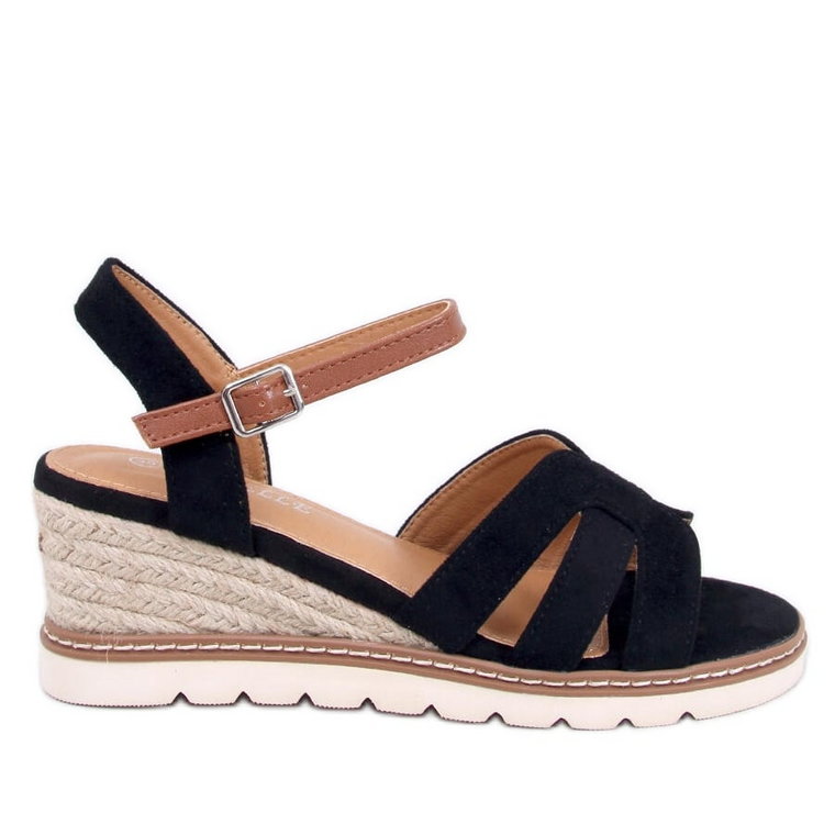 Sandałki espadryle na koturnie Rosco Black czarne