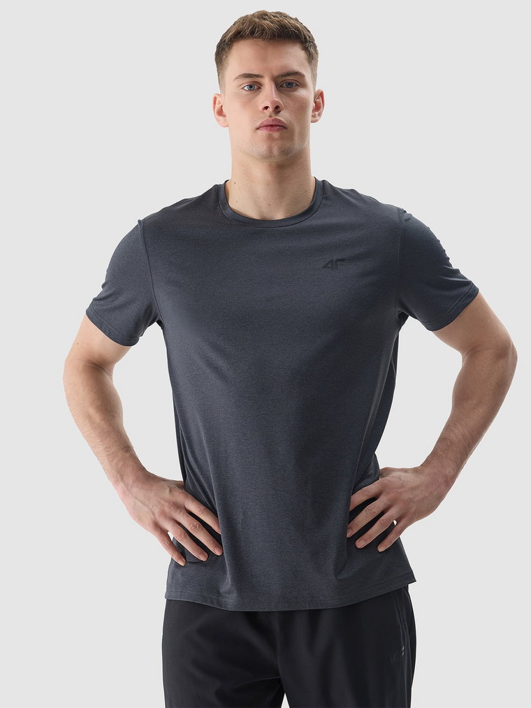Koszulka treningowa regular z materiału z recyklingu męska - głęboka czerń