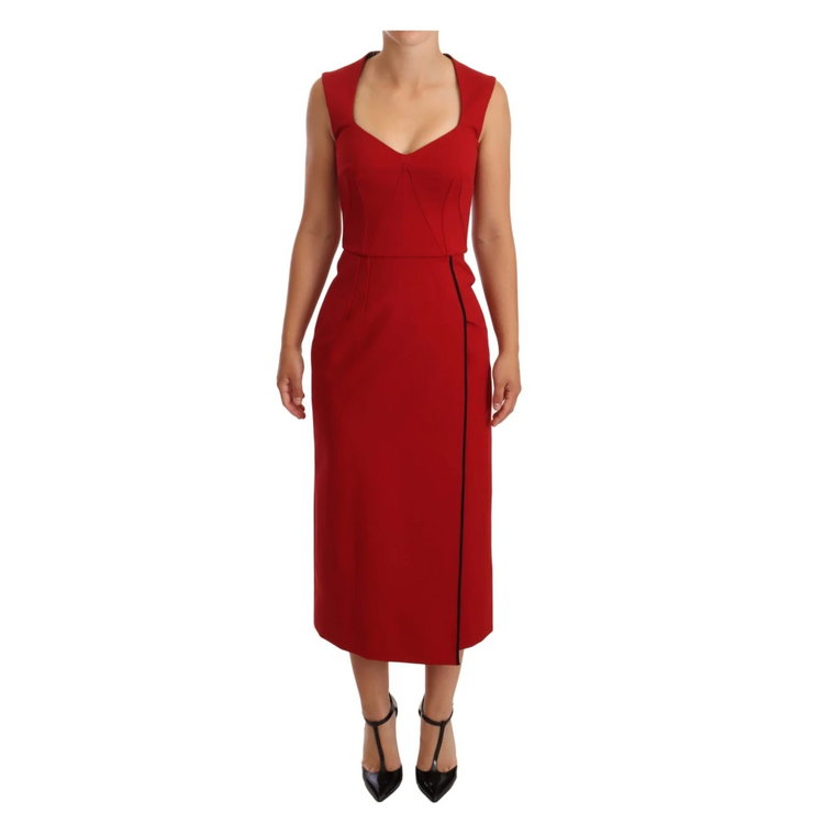 Czerwona Sukienka Midi Dolce & Gabbana