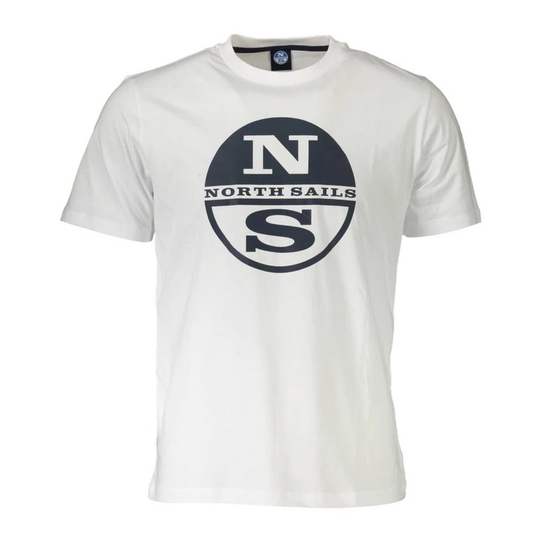 Biała Bawełniana Koszulka z Nadrukiem i Logo North Sails