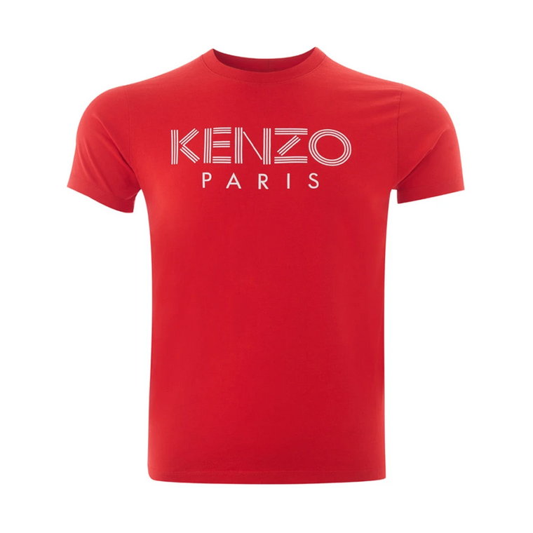 Czerwona Bawełniana Koszulka z Ikonicznym Logo Kenzo