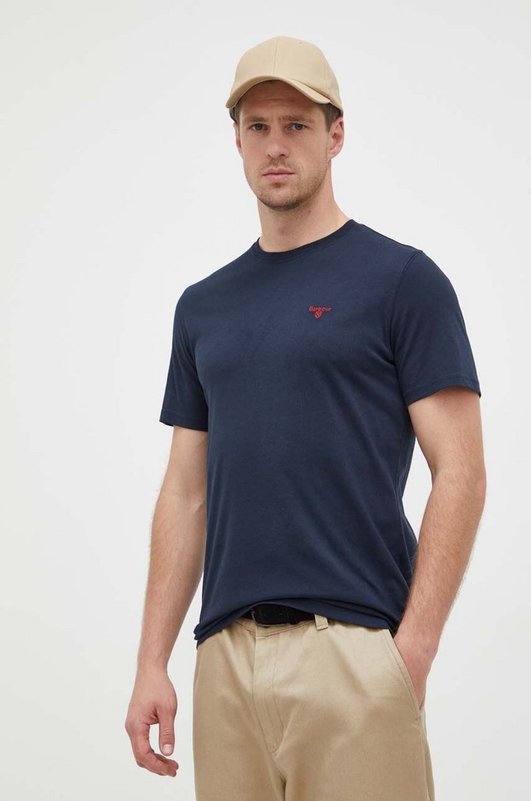 Barbour t-shirt bawełniany kolor granatowy gładki MTS0331