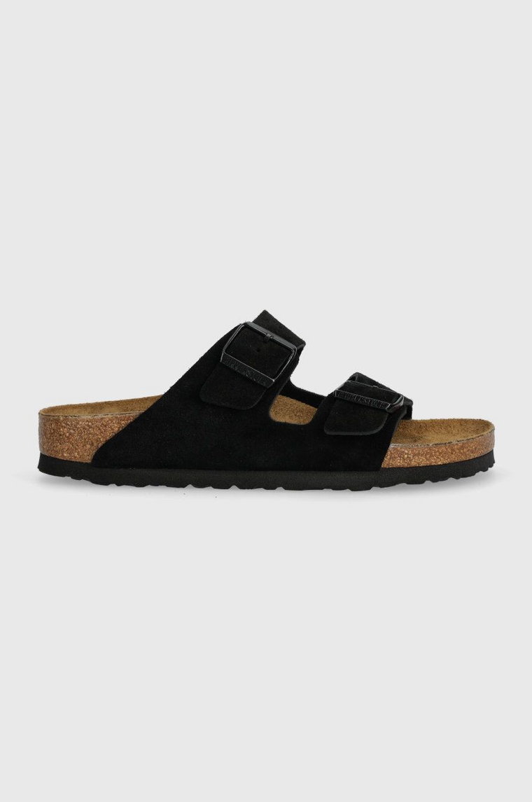 Birkenstock klapki zamszowe Arizona damskie kolor czarny 1027164