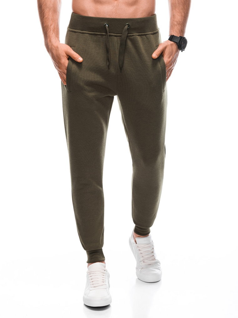 Spodnie męskie dresowe P928 - oliwkowe