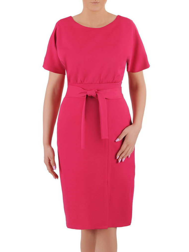 Elegancka sukienka z paskiem w różowym odcieniu 36096
