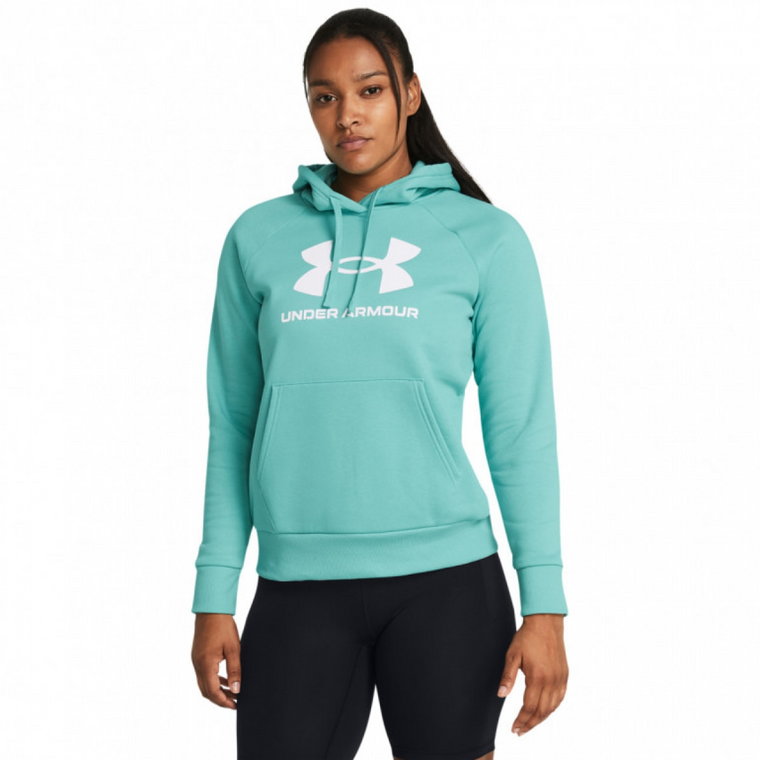 Damska bluza dresowa nierozpinana z kapturem Under Armour UA Rival Fleece Big Logo Hdy - turkusowa