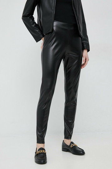Sisley legginsy damskie kolor czarny gładkie