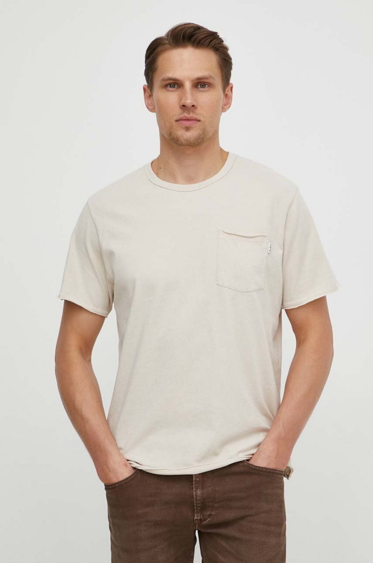 Pepe Jeans t-shirt bawełniany Single Carrinson męski kolor beżowy gładki