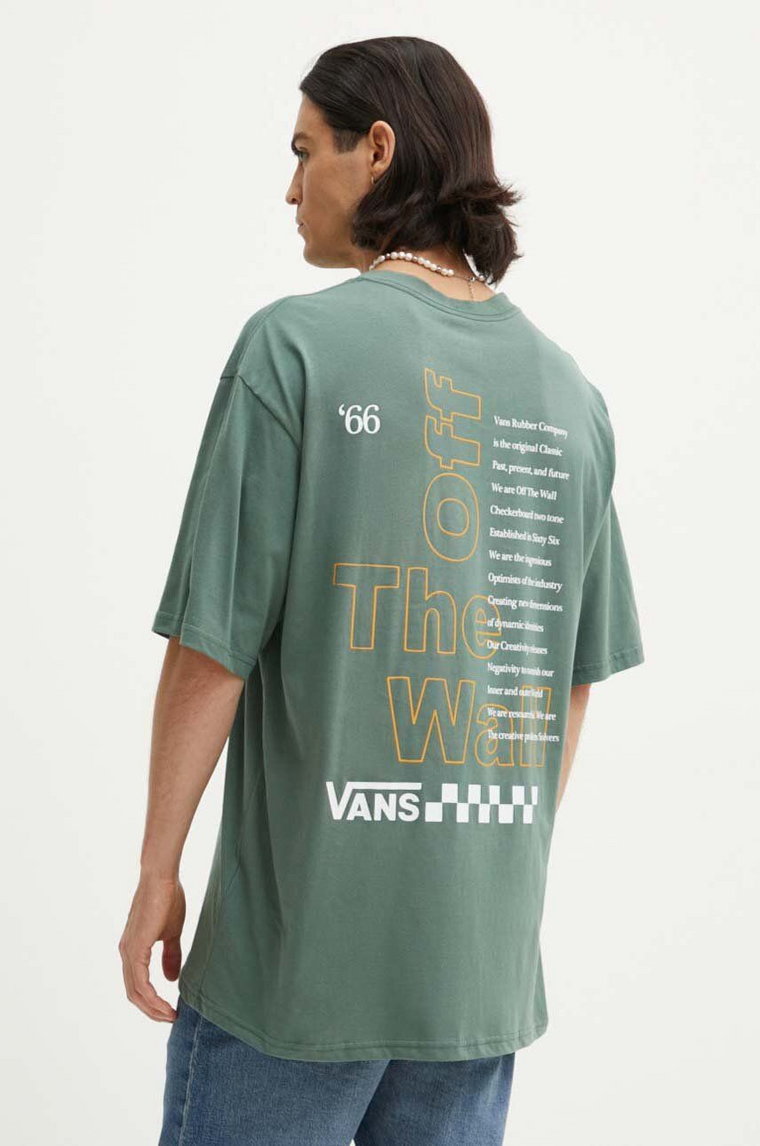 Vans t-shirt bawełniany męski kolor zielony z nadrukiem VN000HFT1CI1