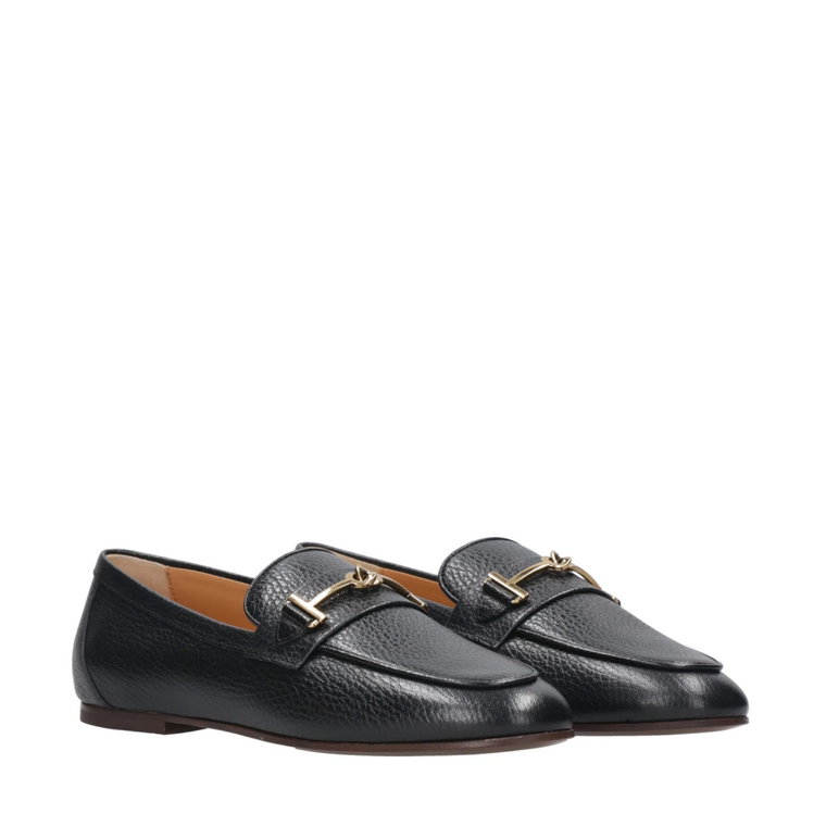 Czarne Skórzane Horsebit Loafers Tod's