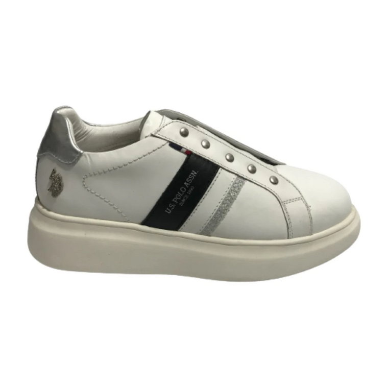 Damskie slip-on sneakersy Cardi w białej skórze U.s. Polo Assn.