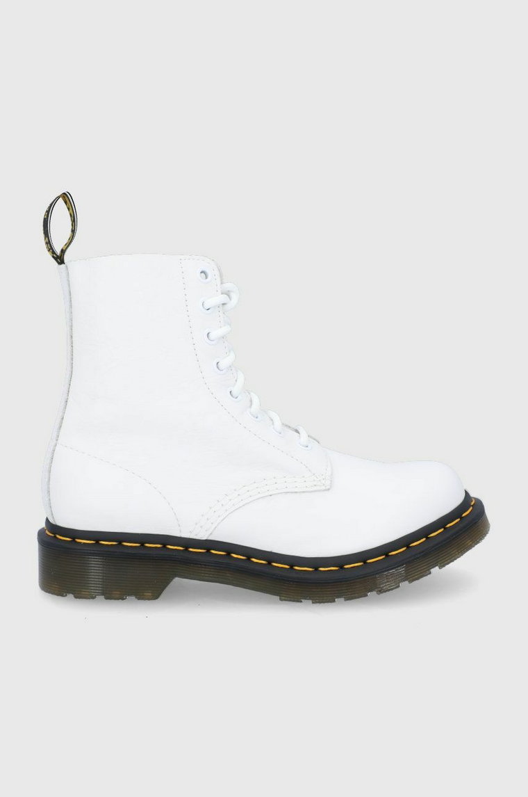 Dr. Martens Workery skórzane 1460 Pascal damskie kolor biały na płaskim obcasie 26802543-Optical.Wh