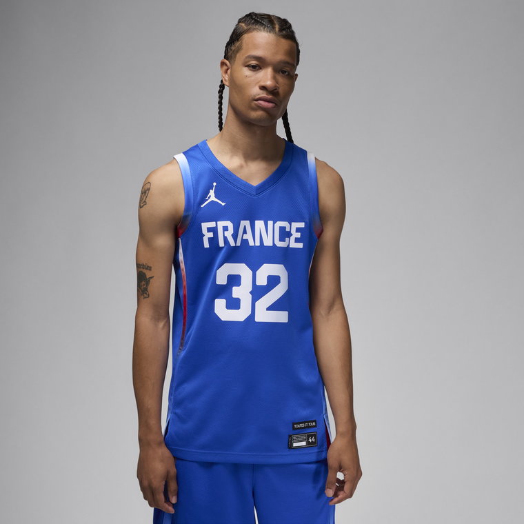 Męska koszulka do koszykówki Jordan Victor Wembanyama France Limited Road  replika - Niebieski
