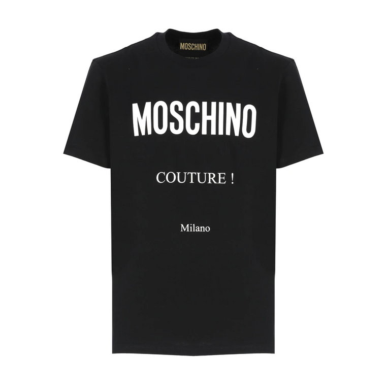 Czarna bawełniana koszulka z logo Moschino