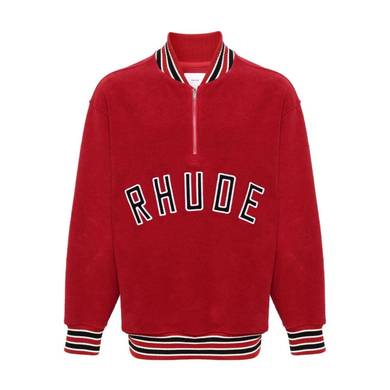 Wintage Czerwony Sweter z Haftowanym Logo Rhude
