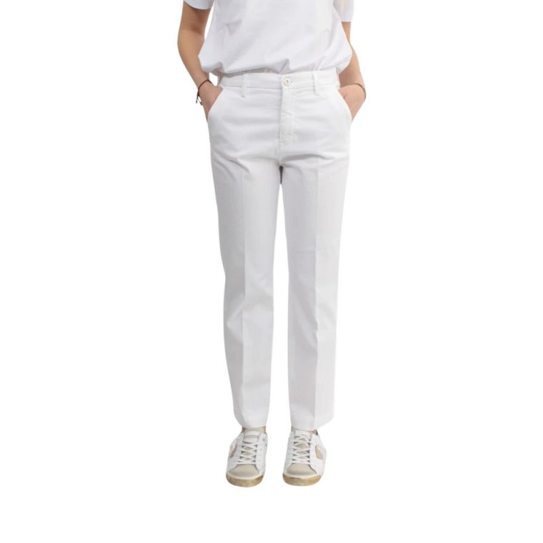 Białe Spodnie Regular Fit Bawełna Elastan Re-Hash