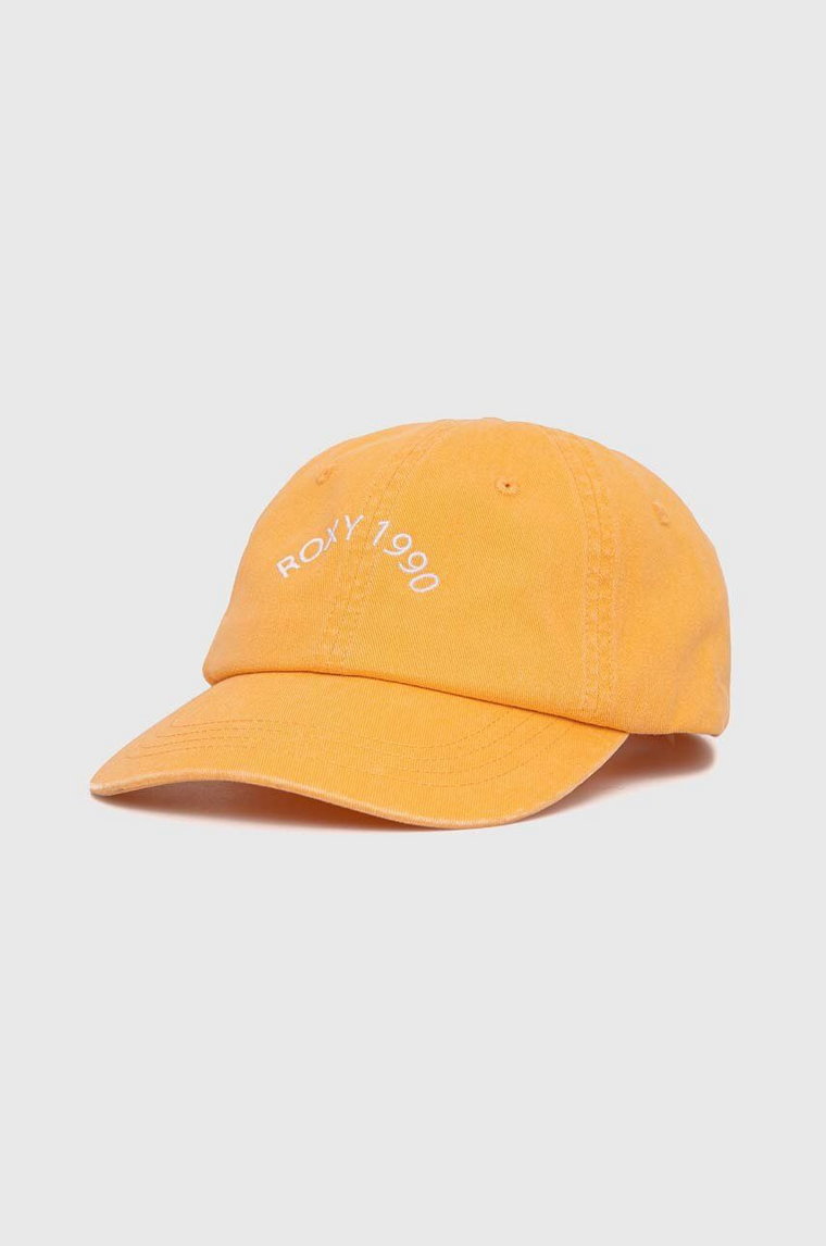 Roxy czapka z daszkiem bawełniana kolor pomarańczowy z aplikacją