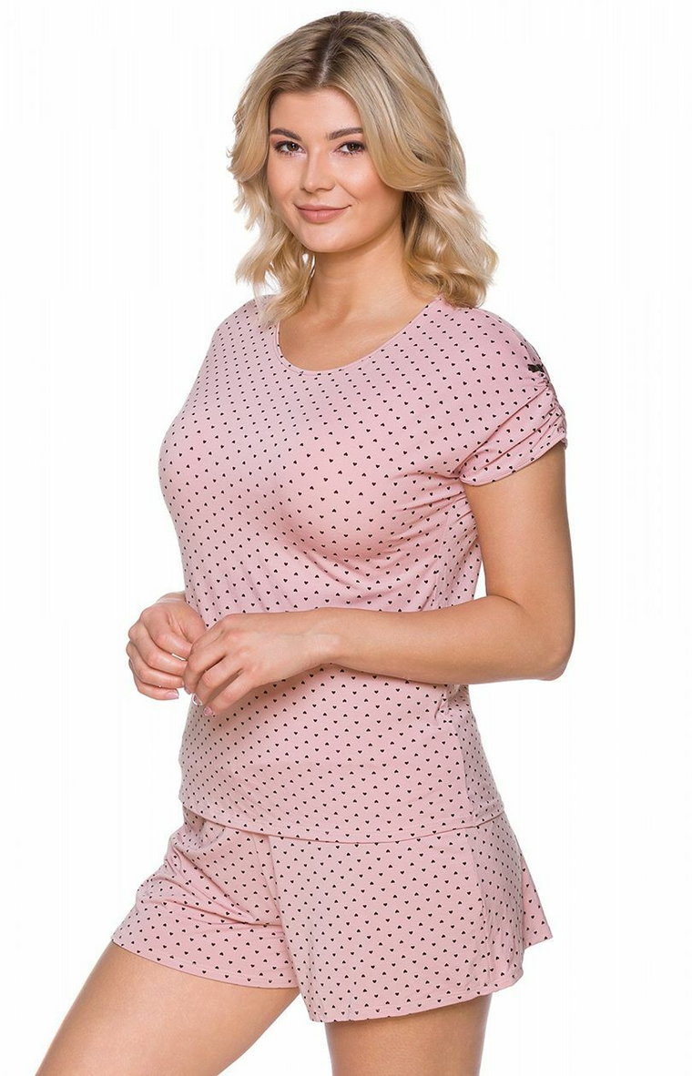 338 piżama damska, Kolor różowy-wzór, Rozmiar M, Lupoline