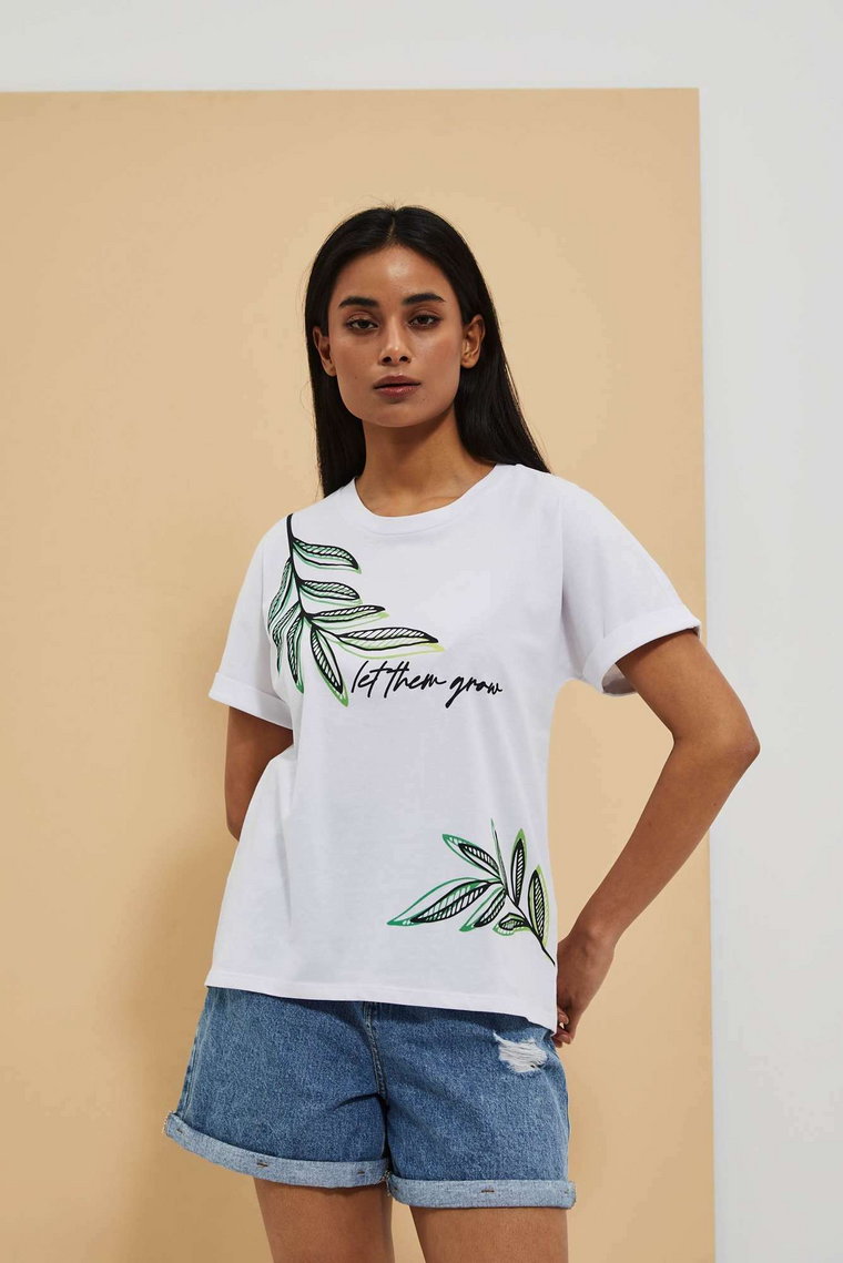 Bawełniany t-shirt z napisem "let them grow" biały
