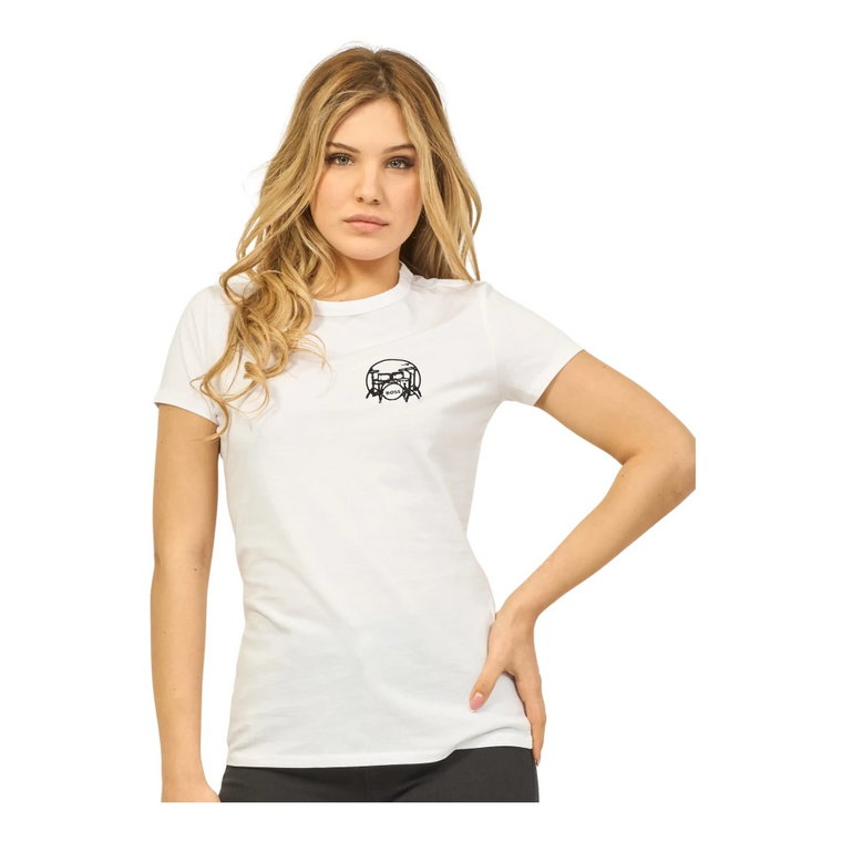 Biała Bawełniana T-shirt z Okrągłym Dekoltem Hugo Boss