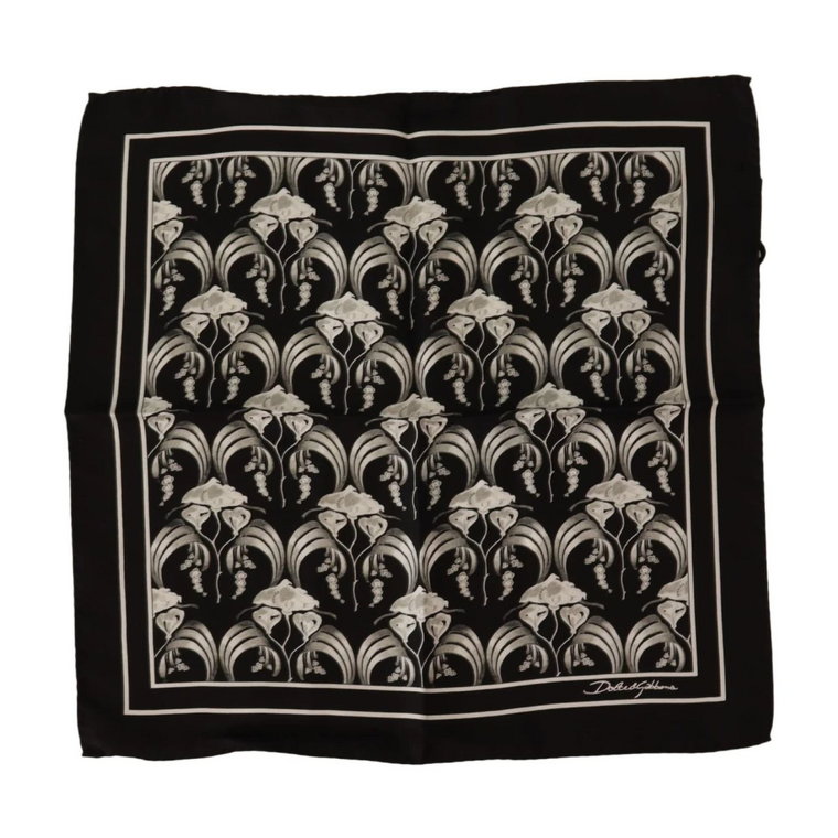 Black Floral Silk Square Handkerchief Scarf Dolce & Gabbana
