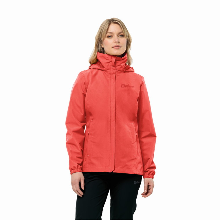 Damska kurtka przeciwdeszczowa Jack Wolfskin STORMY POINT 2L JKT W Vibrant Red - XXXL