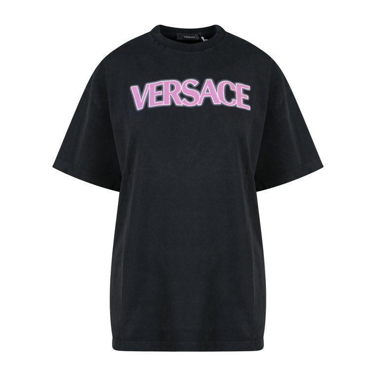 Czarna bawełniana koszulka Versace