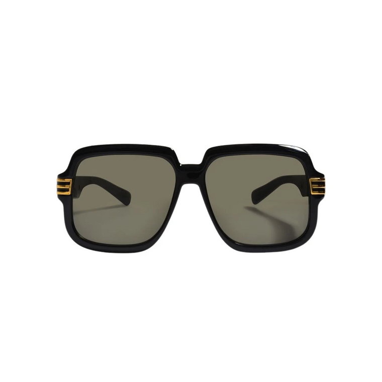 Retro Czarne Okulary Przeciwsłoneczne z Złotymi Szczegółami Gucci