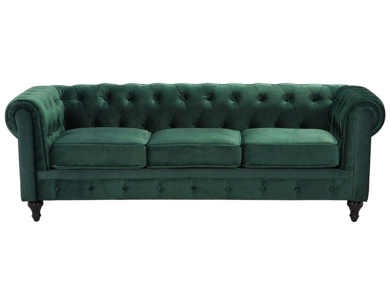 Sofa tapicerowana BELIANI Chesterfield, 3-os., zielona, 70x202x75 cm