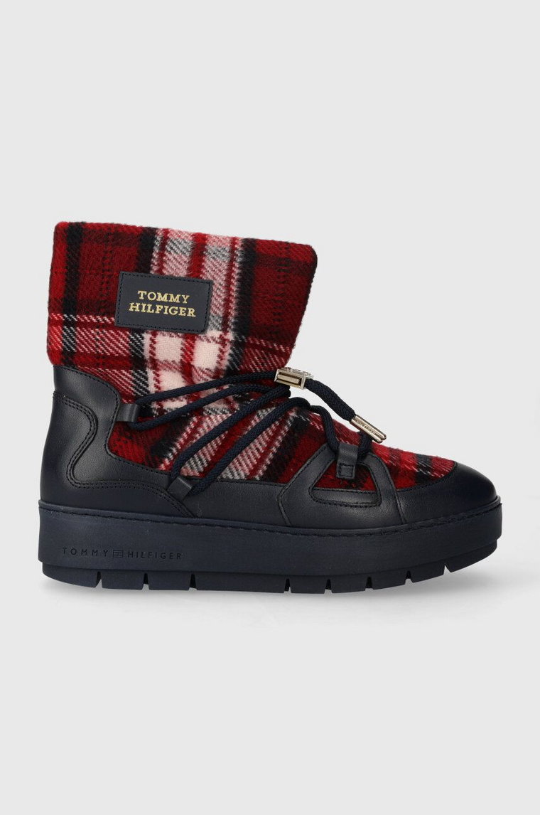 Tommy Hilfiger śniegowce TARTAN SNOWBOOT kolor granatowy FW0FW07612