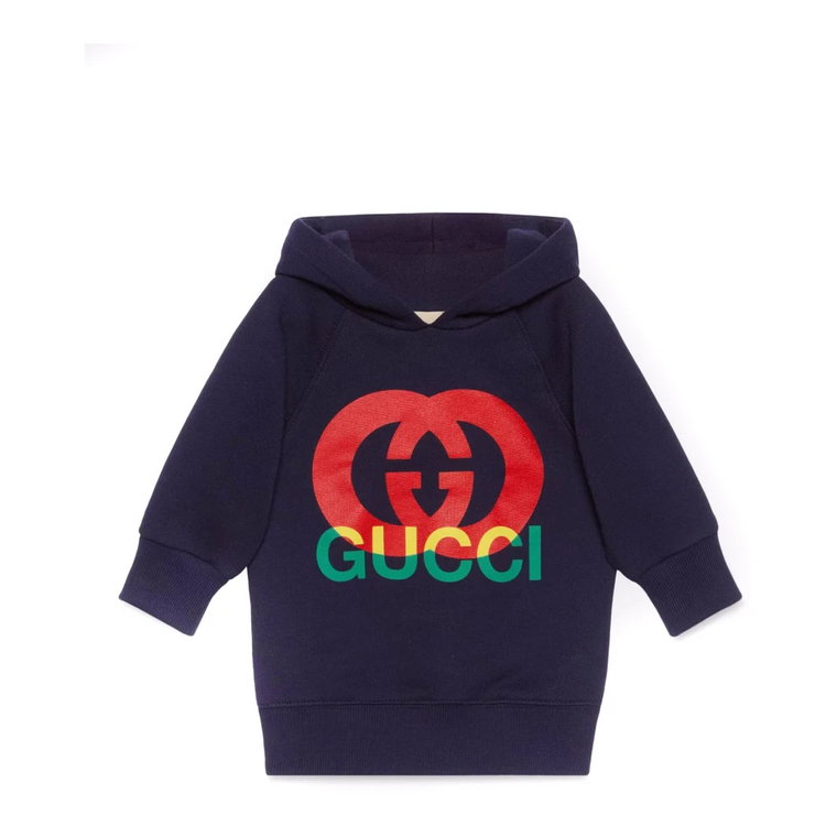 Niebieski sweter dziecięcy z nadrukiem Interlocking G Gucci