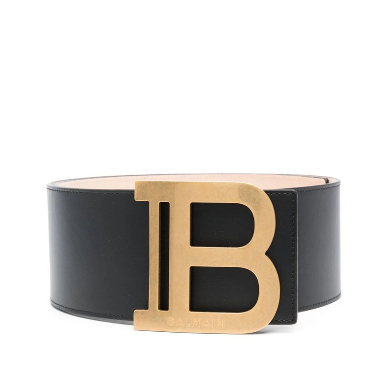 Czarne Skórzane B-Belt 7,5cm Balmain