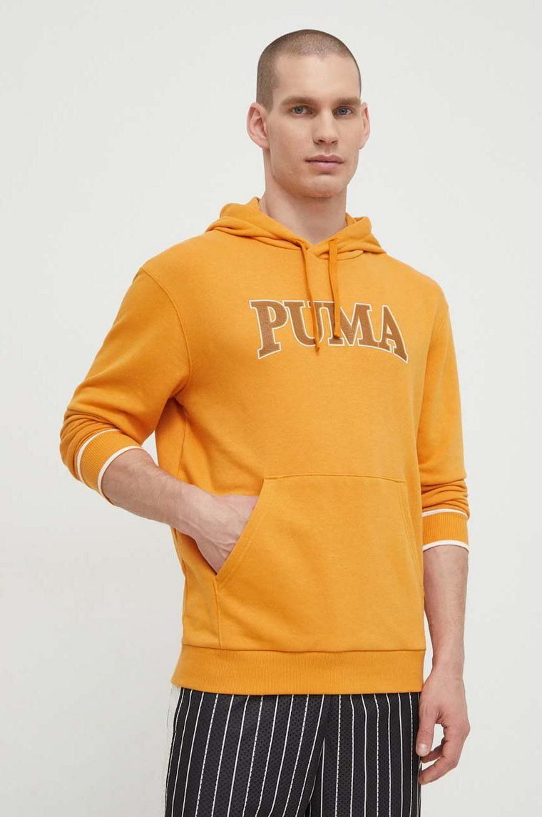 Puma bluza SQUAD męska kolor beżowy z kapturem wzorzysta 678931