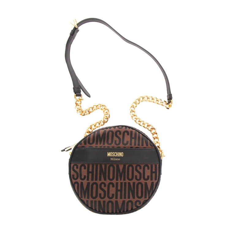 Okrągła torba na ramię z logo Moschino