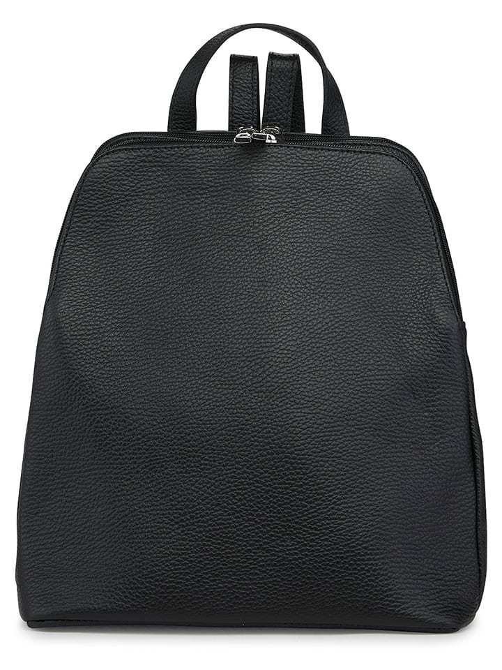 ORE10 Skórzany plecak "Olow" w kolorze czarnym - 30 x 33 x 16 cm