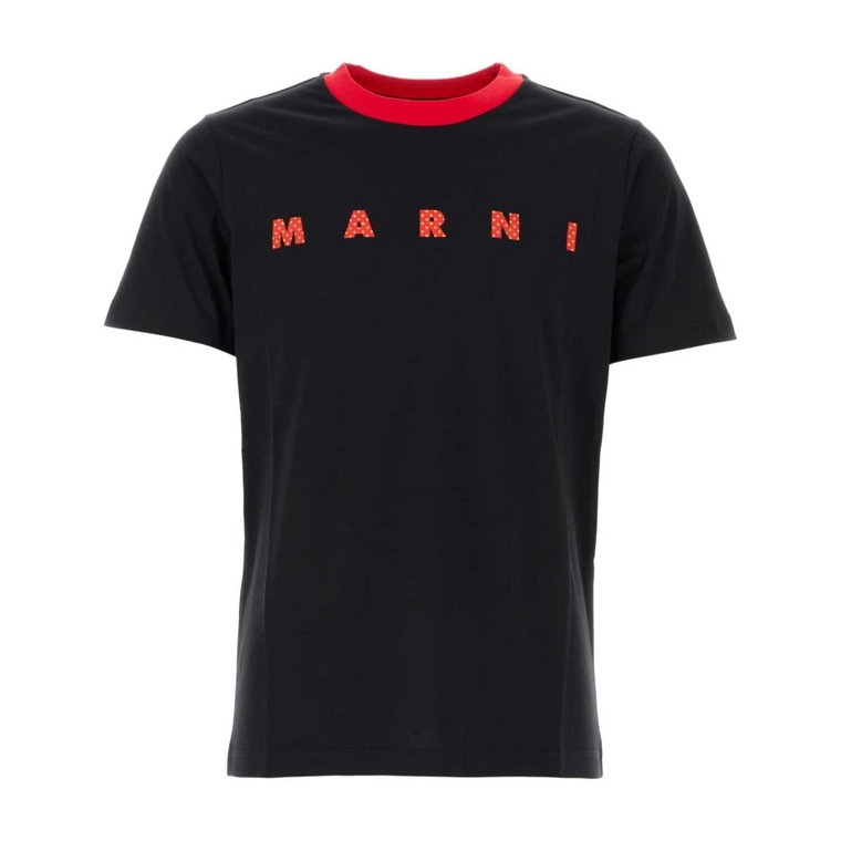 Czarna bawełniana koszulka Marni
