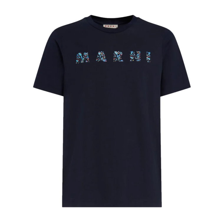 Granatowy T-Shirt z Logo Marni