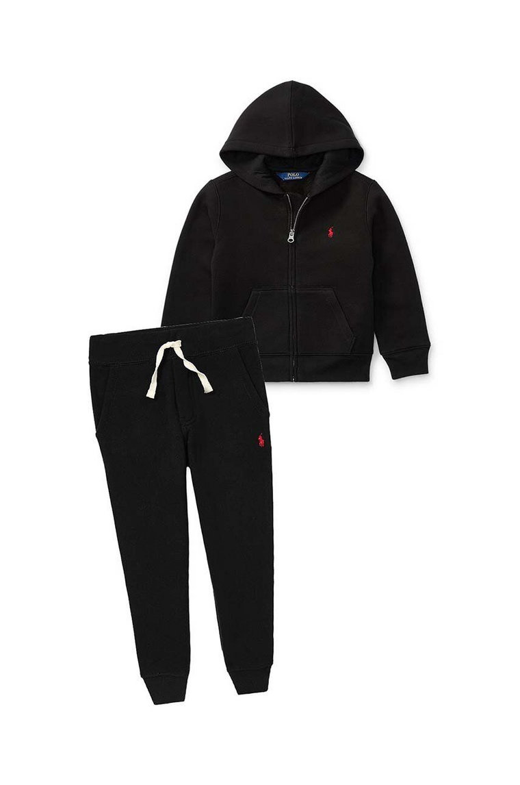 Polo Ralph Lauren bluza dziecięca kolor czarny z kapturem gładka