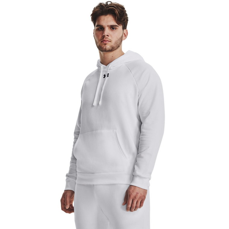 Męska bluza dresowa nierozpinana z kapturem Under Armour UA Rival Fleece Hoodie - biała