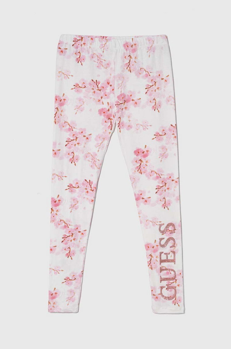 Guess legginsy dziecięce kolor fioletowy wzorzyste