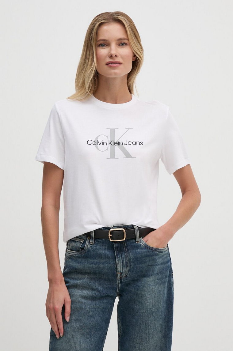 Calvin Klein Jeans t-shirt bawełniany damski kolor biały 00040WL260