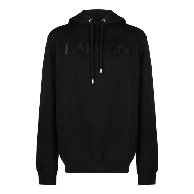 Czarna bawełniana bluza z haftowanym logo Lanvin