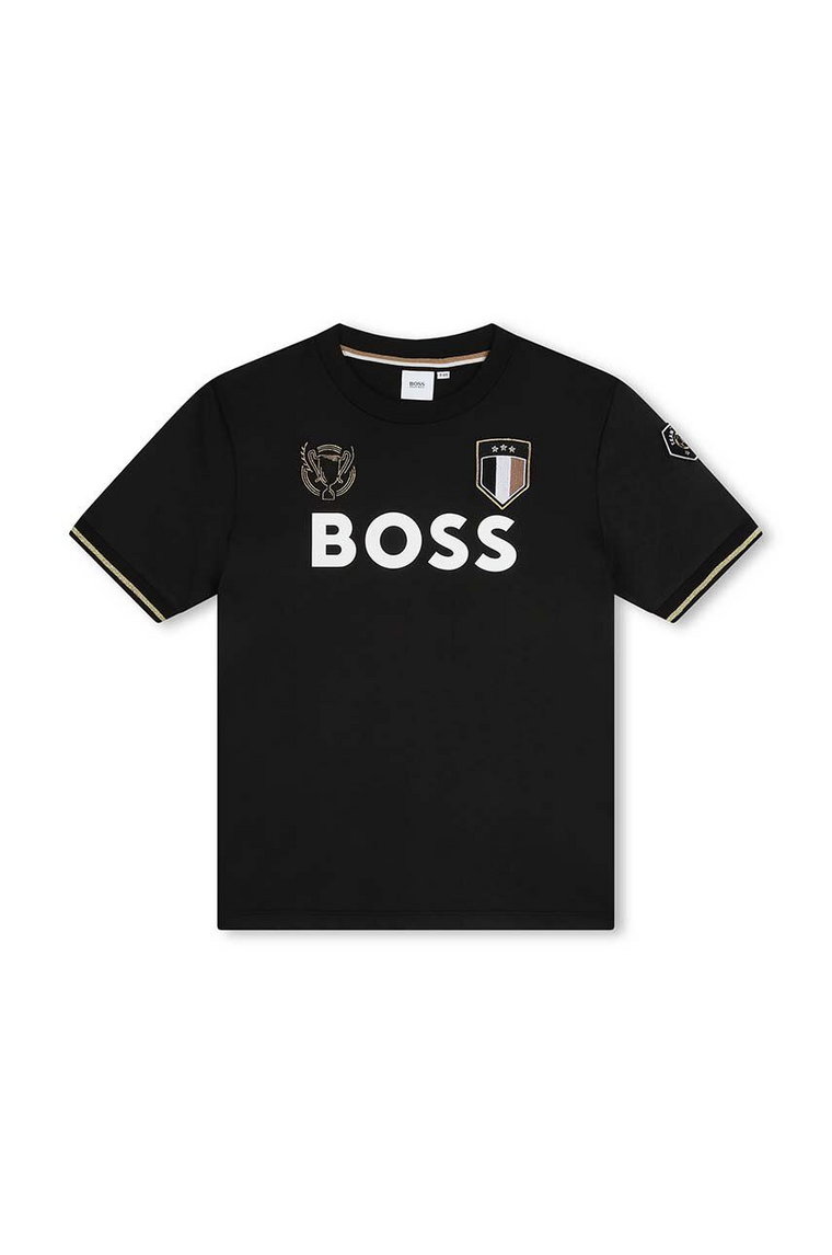 BOSS t-shirt dziecięcy kolor czarny z nadrukiem J50659