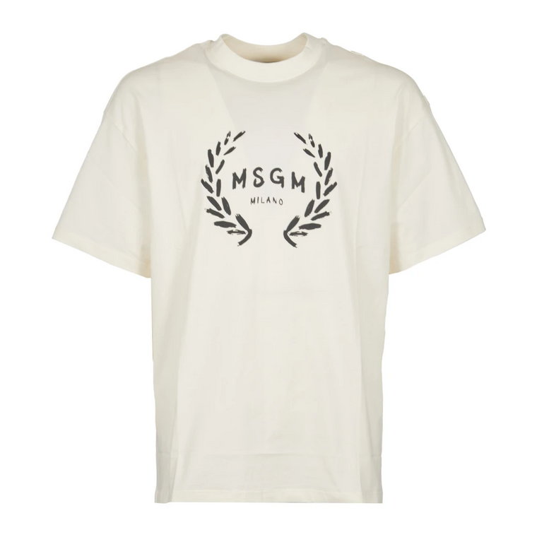 Białe T-shirty i Pola z nadrukiem College Msgm