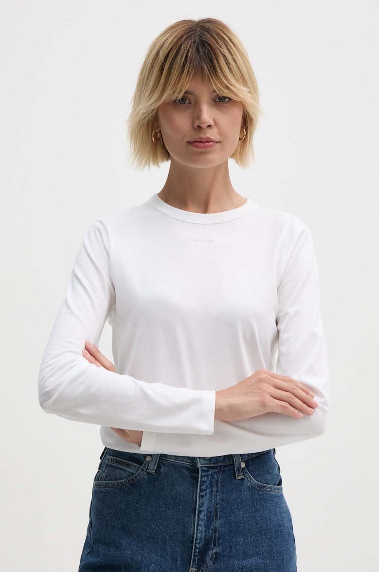 Calvin Klein longsleeve bawełniany kolor biały K20K207572