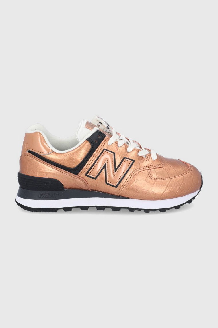 New Balance Buty skórzane WL574PX2 kolor złoty na płaskiej podeszwie WL574PX2-224